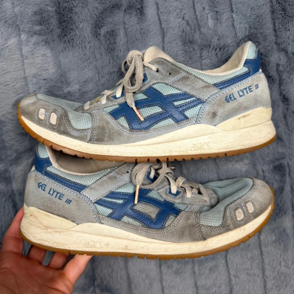 ASICS Gel-Lyte III Sneakers Mens 10 Grey Blue Gum Sole 1191A354 Retro Running